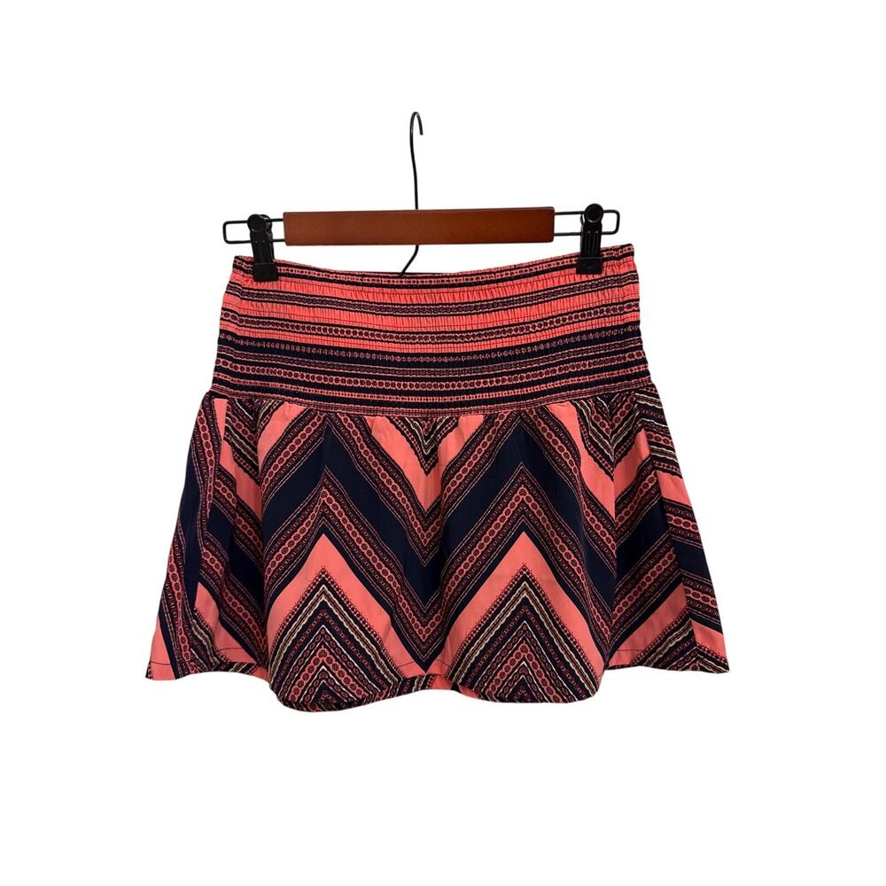 Express Geo Print Boho Scrunch High Waist Pink Blue Mini Skirt Size Women's XS